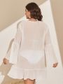 SHEIN Swim Basics Plus Size Sheer Bell Sleeve Cardigan