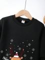 Toddler Boys' Christmas Print Round Neck Sweatshirt And Sweatpants Set