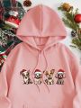 Women's Christmas Dog Pattern Fleece Lined Hoodie