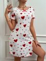 Heart Print Short Sleeve Nightgown