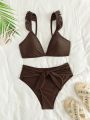 SHEIN Swim Vcay Ruffle-trimmed Two-piece Swimsuit Bikini Set