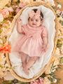 SHEIN Baby Girl'S Gorgeous And Romantic Fashionable Net Yarn Dress With Big Bow