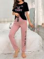 Women'S Letter Printed Pajama Set