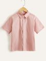 SHEIN Boys Button Front Solid Shirt