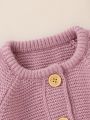 Infant Simplistic Solid Color Button-front Cardigan