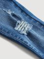 SHEIN Girls' (little) Distressed Frayed Hem Jeans