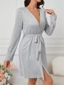 Women'S Long Sleeve Wrap Robe