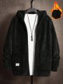 Manfinity Homme Solid Color Fluffy Hooded Jacket