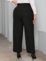 SHEIN Privé Plus Size Solid Color High Waisted Pants