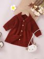 Baby Girls' Button-up Cardigan With Drop Shoulder