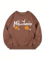 Halloween Print Drop Shoulder Sweatshirt