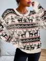 SHEIN LUNE Christmas Pattern Drop Shoulder Sweater