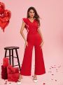 SHEIN Clasi Women Valentine's Day Flounce Wide Leg Jumpsuit