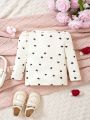 Baby Girls' Vintage Polka Dot Pattern Long Sleeve T-shirt For Spring And Autumn