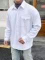 Manfinity Hypemode Men's Ultra-Large Loose-Fit Solid Color Drop-Shoulder Long Sleeve Shirt