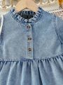 Toddler Girls' Denim Shirt Dress With Washed Effect