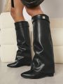 Faux Leather Knee High Boots