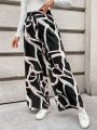 SHEIN LUNE Full-print Wide Leg Long Pants