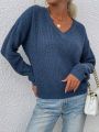 SHEIN LUNE V-neckline Drop Shoulder Sleeve Sweater