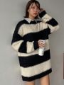 FriFul Two Tone Drop Shoulder Oversized Sweater Without Blouse