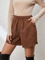 SHEIN Essnce Elasticized Waist Corduroy Shorts