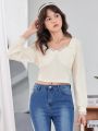 Teen Girl Lace Trim Sweetheart Neck Blouse