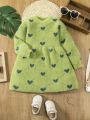 Toddler Girls' Heart Patterned Cashmere Sweater Dress For Winter