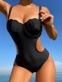 SHEIN Swim Vcay Women'S Hollow Out Backless One-Piece Swimwear With Spaghetti Strap