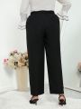 SHEIN Privé Women's Plus Size Elegant Long Pants With Pockets