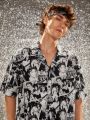 Elvis Presley X SHEIN 1pc Character Patchwork Print Shirt