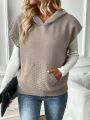 SHEIN Essnce Kangaroo Pocket Hooded Sweater Vest