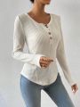 SHEIN Frenchy Solid Color Long Sleeve T-shirt