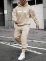 Men'S Plus Size Letter Printed Hoodie And Sweatpants Set