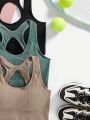 Yoga Basic 3pcs Seamless Solid Color Sports Bra Set