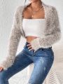 SHEIN Frenchy Solid Color Plush Women's Cardigan