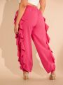 Katalyst Kouture Plus Ruffle Trim Drawstring Waist Pants