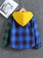Tween Boy Plaid Print Thermal Lined Hooded Shirt Without Tee