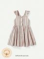 Cozy Cub Baby Girls' Colorful Vertical Striped Dress With Ruffled Hem And Waist Strap