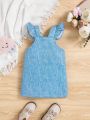 SHEIN Baby Girl Ruffle Trim Overall Dress Without Sweater