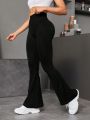 Solid Flare Leg Sports Pants