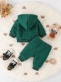 SHEIN 2pcs Newborn Baby Girls' / Boys' Outdoor Sporty Casual Hoodie And Pants Set