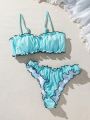 SHEIN Swim Mod Contrast Color Ruffled Bikini Set