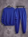 Men's Plus Size Solid Sweatshirt And Sweatpants Two-piece Set