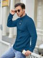 Extended Sizes Men's Plus Size Stand Collar Twisted Knitted Sweater