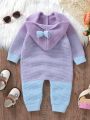 Baby Girls' Color Block Hooded Sweater Jumpsuit