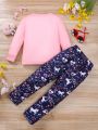 SHEIN Young Girl Unicorn Print Tee & Leggings