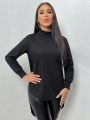 SHEIN SXY Turtleneck Drop Shoulder Sleeve Sweatshirt