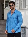 Extended Sizes Men's Plus Size Solid Color Turn-down Collar Shirt