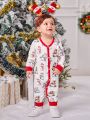 Baby Boy 2pcs Christmas Print Button Front Jumpsuit