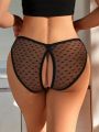 SHEIN 5pcs/set Open Crotch Mesh Sexy Triangle Panties